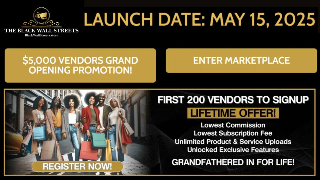 Black market launch date on May 15, 2025, with a $5,000 prize for vendors who sign up for the promotion.